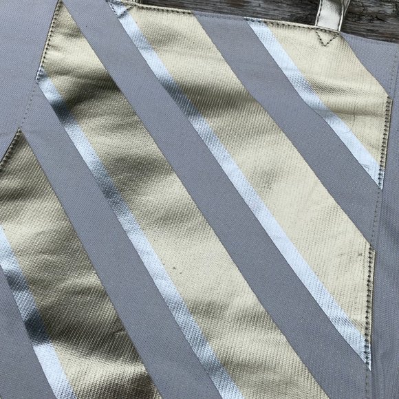 Victoria's Secret Metallic Striped Tote Bag - Picture 11 of 16